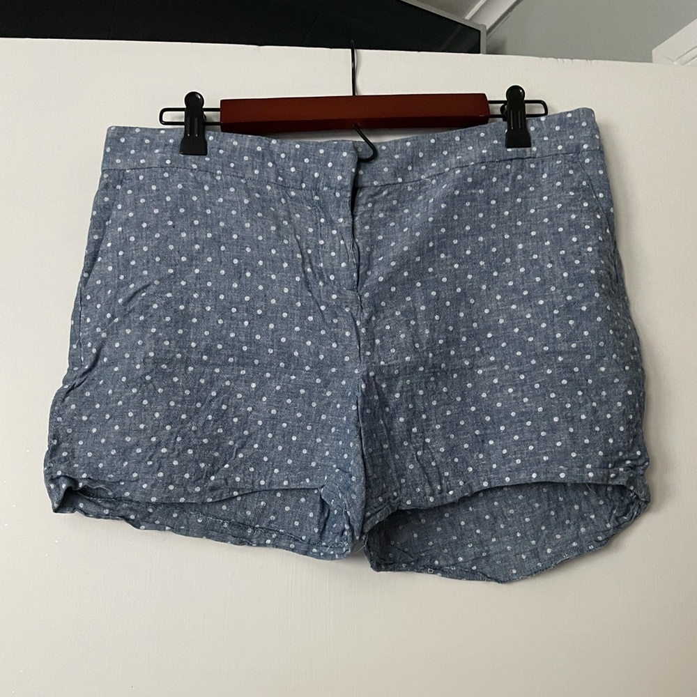 Blue and white polka dot shorts size 10